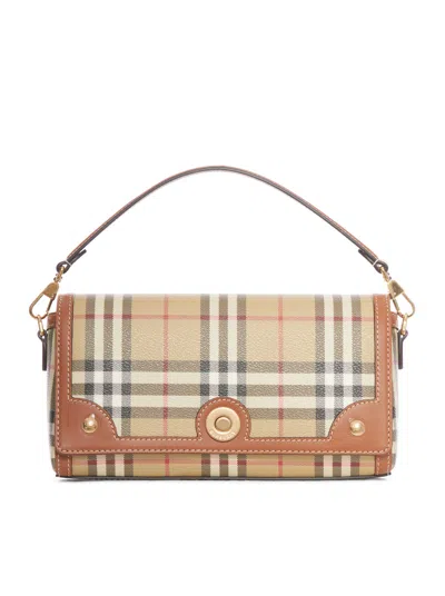 Burberry Checked Foldover-top Shoulder Bag In Brown