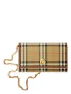 Burberry Hannah Check Flap Wallet On Chain In Arcbeige