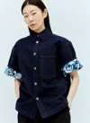 Burberry Heavyweight Denim Short-sleeve Button-front Shirt In Blue