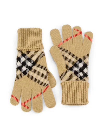 Burberry Women's Heritage Check Cashmere-blend Gloves In Sand