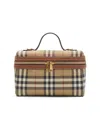 Burberry Women Beige Crossbody Bag With Adjutable And Removable Shoulder Strap And All-over Check Mo In Brown