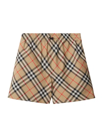 Burberry Women's Heritage Checked Elasticized Shorts In Beige