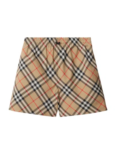 Burberry Printed Silk Shorts For Women In Brown