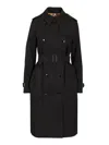 Burberry Women Heritage Kensington Long Trench Coat In Black