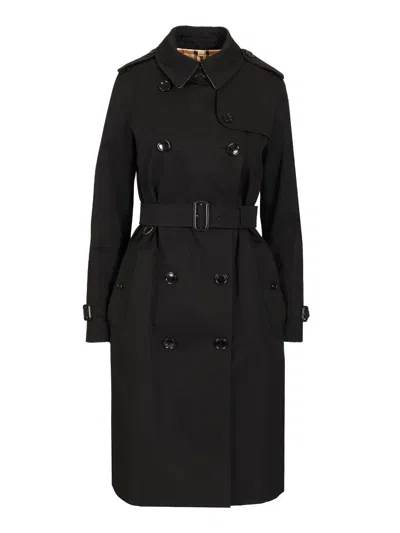Burberry Women Heritage Kensington Long Trench Coat In Black