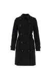Burberry Waterloo Heritage Double-breasted Trench Coat In Black