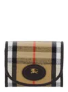 Burberry Women 'highlands Compact' Beige Wallet With Ekd Patch On The Front And Check Motif In Cotto In Multi