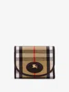 Burberry Compact Wallet With Leather Inserts In Check Pattern In White