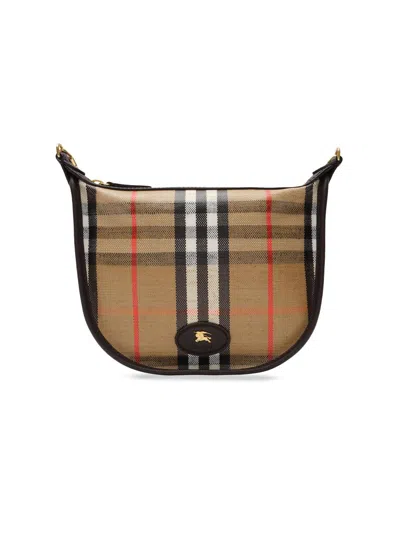 Burberry Women's Highlands Mini Check Chain Shoulder Bag In Sand