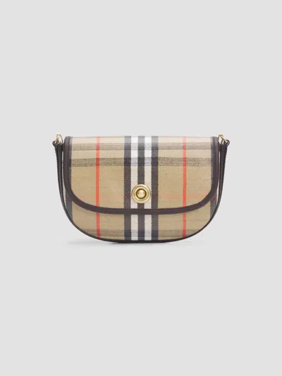 Burberry Women's Highlands Mini Check Cotton-blend Shoulder Bag In Pink