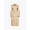 Burberry Women Beige Double-breasted Trench Coat With Matching Belt In Cotton Woman In Honey