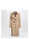 Burberry Honey Kensington Heritage Long Trench Coat Women In Beige