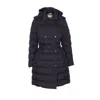Burberry Women Hooded Puffer Mid Down Jacket In Black