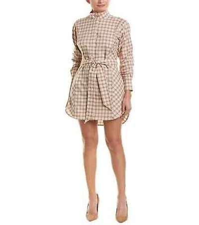 Pre-owned Burberry Women's Iconic Check Pink Cotton Collared Belted Mini Dress