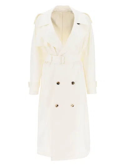 BURBERRY WOMEN'S IVORY SILK TRENCH COAT
