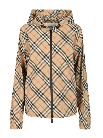 Burberry Women Jacket In  Check In Brown