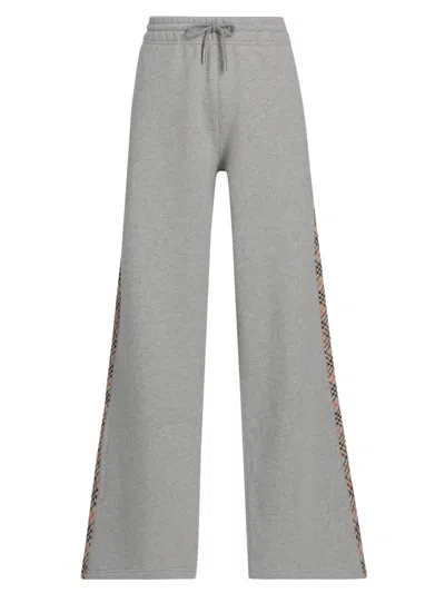 Burberry Women's Jodie Check Wide-leg Sweatpants In Gray