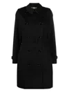 Burberry Double Breasted Belted Trench Coat In Black