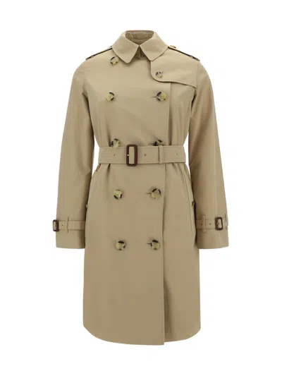 Burberry Women Honey Beige Heritage Kensington Medium Trench Coat In Multi