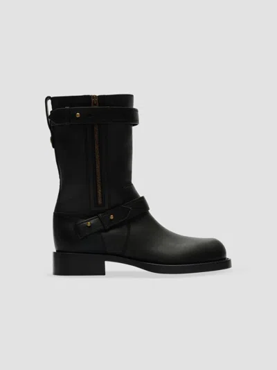 Burberry Women's Kent Leather Biker Boots In Black