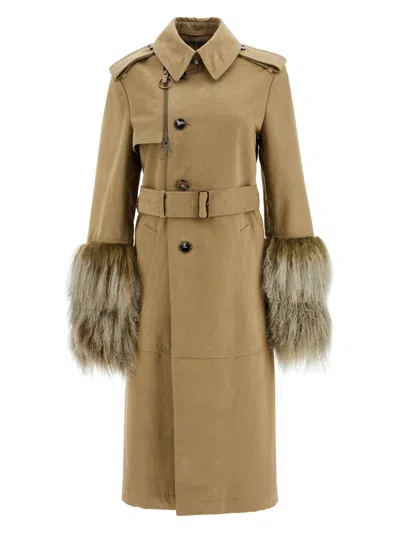 BURBERRY WOMEN'S KHAKI COTTON BLEND TRENCH COAT