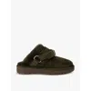 Burberry Womens Khaki Snug Low Sheepskin Mules In Khaki