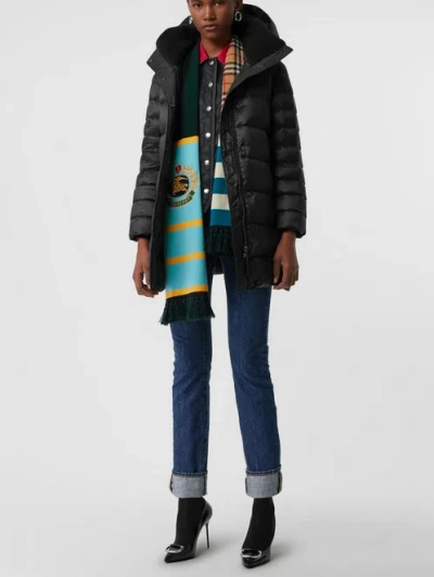 Pre-owned Burberry Women Kington Shearling Down Hood Puffer Coat Sz Small Black $1090