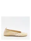 Burberry Beige Check Knit Ballerinas With Rubber Sole In Pink