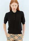 Burberry Ekd Detailed Short Sleeved Ribbed Polo Top In Black