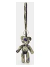 Burberry Teddy Bear Keyring In Textured Fabric With Unique Pattern In Neutral