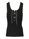 Burberry Ribbed Adjustable Drawstring Tank Top With Equestrian Knight Design In Burgundy