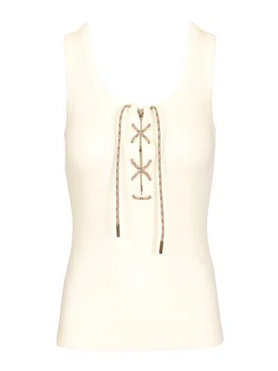 Burberry Women Lace-up Top In White