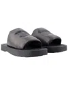 Burberry Ekd-debossed Leather Slab Slide In Gray