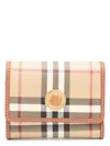 Burberry Lancaster Check Pattern Foldable Wallet In Arcbeige