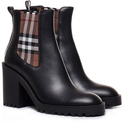 Pre-owned Burberry Women's Leather Booties. Collection Winter/spring 2024. Made In Italy. In Black