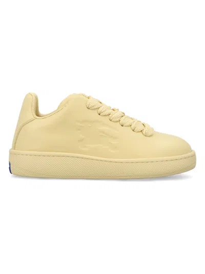 Burberry Box Leather Low-top Sneakers In Yellow