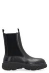Burberry Round-toe Leather Boots In Black