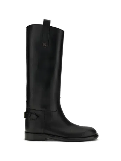 Burberry Women Leather High Boots In Black