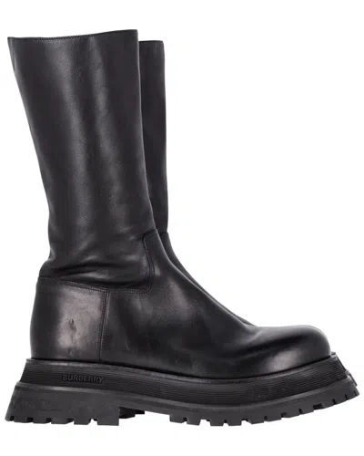 BURBERRY BURBERRY WOMEN'S LEATHER JEFFY FLATFORM CHUNKY SOLE BOOT (AUTHENTIC PRE-LOVED)