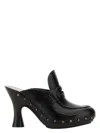 Burberry Leather Mules With Curved Heel And Studded Trim In Black