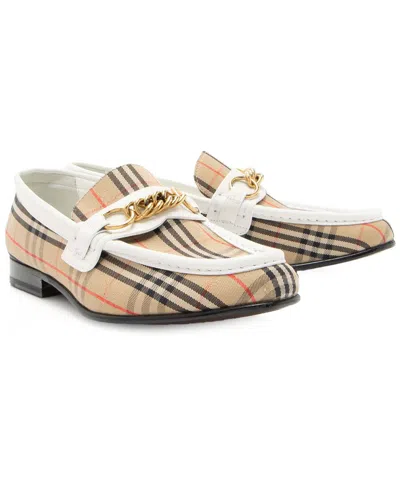 Pre-owned Burberry Women's Leather Nova Check Leather Moorley Loafer (authentic Pre-loved)