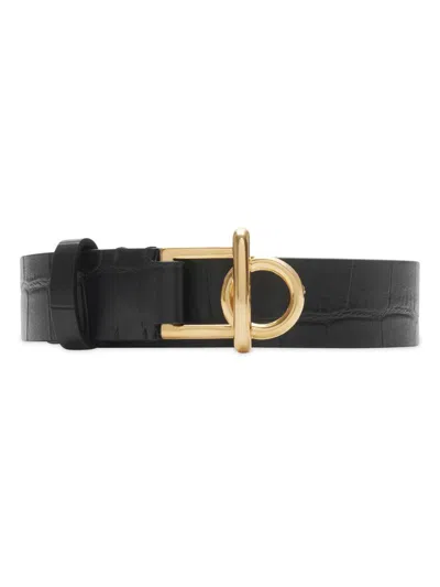 Burberry Women's Leather Rocking Horse Belt In Black