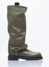 Burberry Women Leather Saddle High Boots In Green