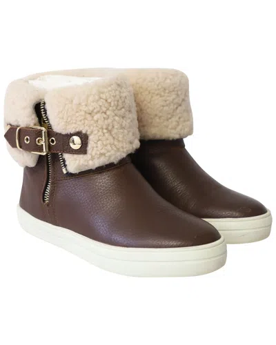 Pre-owned Burberry Women's Leather Skillman Ankle Weather Rain Boot (authentic Pre-  Loved)