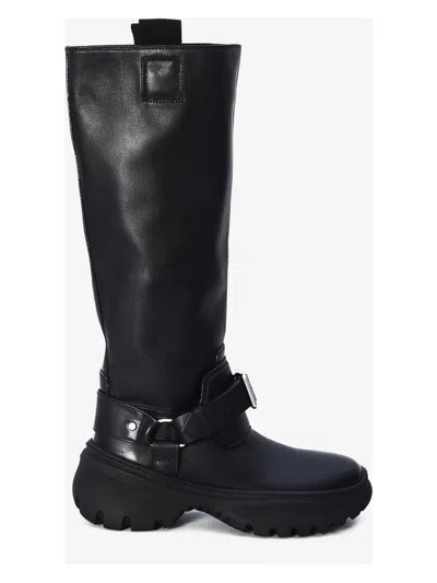 Burberry Women's Leather Stomp Boots In Black