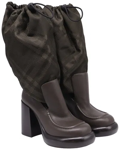 Burberry Women's Leather Wedge Boot (authentic Pre-loved) In Brown
