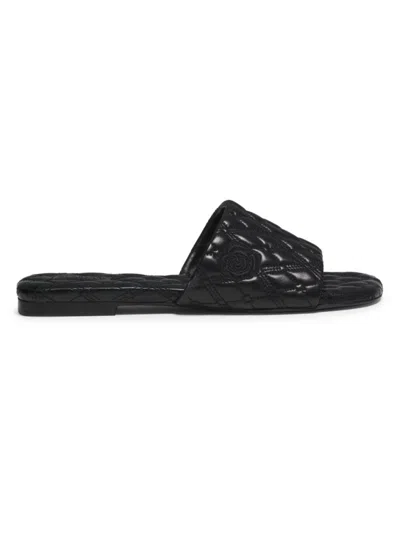 Burberry Women's Lf Quilted Leather Sandals In Black