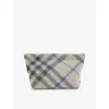 Burberry Ribbed Checked Jacquard-knitted Clutch In Lichen