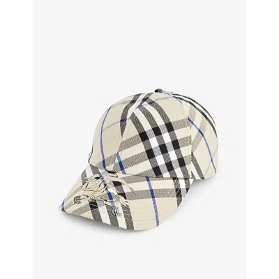 Burberry Womens Lichen Checked Brand-embroidered Cotton-blend Cap