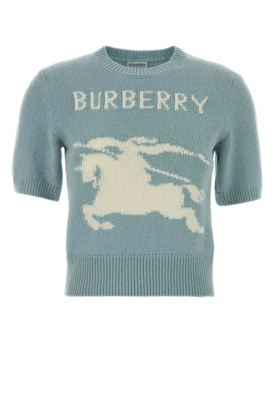 BURBERRY BURBERRY WOMEN LIGHT BLUE WOOL BLEND SWEATER
